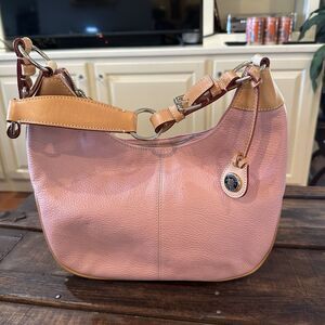 Vintage Dooney & Bourke Pink Pebbled All Weather Leather Shoulder Hobo Bag Y2K